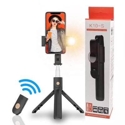 China Selfie Stick with K10s Cell Phone Monopod Selfie Stick Lightweight Tripod with Wireless Remote Shutter and LED Light for sale