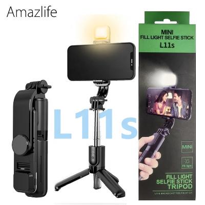 China Flexible Folding Amazlife Mini Handheld Telescopic Fill Light Selfie Stick Tripod 3 in 1 for Smartphone for sale