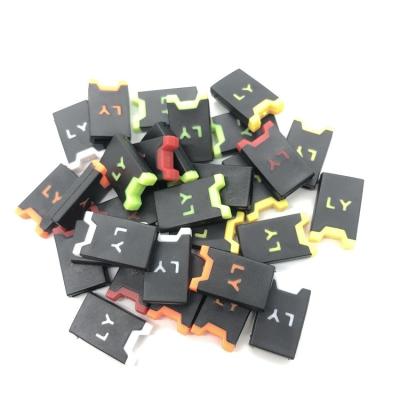 China Flat Clothing accessories cord buckle Decoration Tags bag accessories double color plastic rope clips end cord stopper for webbing for sale