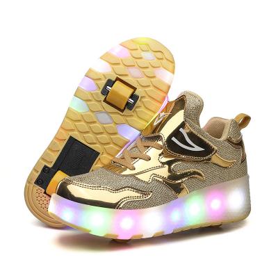 China Rechargeable Roller Skates Kids USB LED Shoes Two Wheels Luminescent Skates for sale