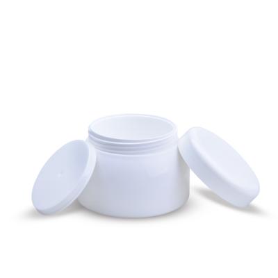 China Personal Skin Care Packaging Cosmetic Plastic PP Double Face Cream White Jar Wall Cream Jar for sale