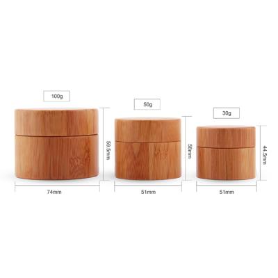 China Skin Care Cream Packaging Plastic Cream Jars With Bamboo Lid, 100g 200g Bamboo Cosmetic Jars for sale