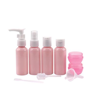 China Plastic Travel Accessories Novelty Mini Size Kit Travel Bottle Set Custom Made Cosmetic for sale