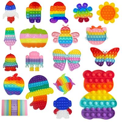 China Toy Wholesale Rainbow Fidget Sensory Toy Fidget Simple Dimple Stress Funny Educational Toys Push Noise Shaker For Kids for sale