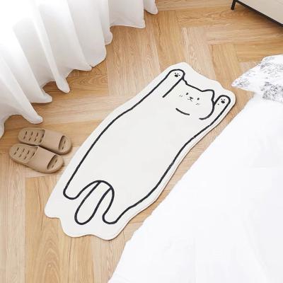 China Irregular Customization Cat Carpet Fun Cartoon Bathroom Soft Cute Home Modern Bedroom Decoration Bedside Rug Washable Carpet for sale