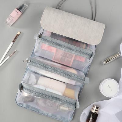 China New fashion design travel storage bag detachable portable cosmetic bag large capacity four in one PU cosmetic bag for sale