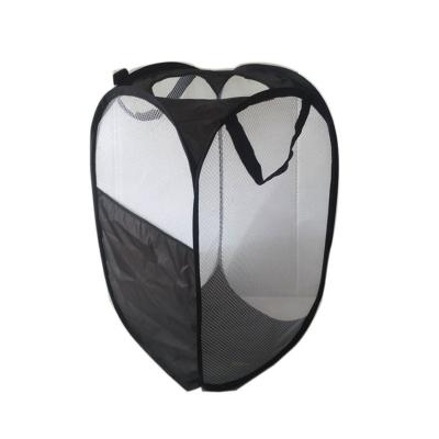 China Viable Manufacturers Customized Black Home Mesh Portable Clothes Storage Basket Folding Laundry Basket for sale