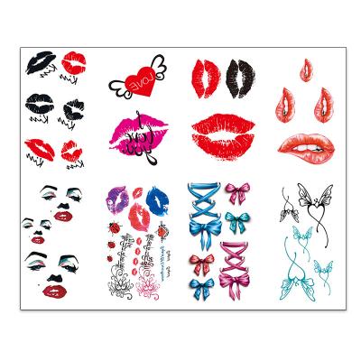 China High Quality Sexy Red Lips Mark Mini Stickers Temporary Tattoo Stickers For Kids Waterproof X Lasting Fashion for sale