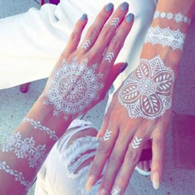 China High Quality Temporary Harmless White Lace Totems Temporary Tattoo Sticker Waterproof And Durable Sexy Fashion for sale