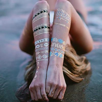 China HOT SALE Harmless Golden Totem Temporary Temporary Tattoo Sticker High Quality Sexy Fashion Waterproof And Durable And Realistic for sale