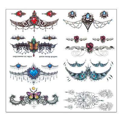 China Temporary stock high quality gemstones and temporary tattoo sticker waterproof and durable sexy lacing to customize for sale