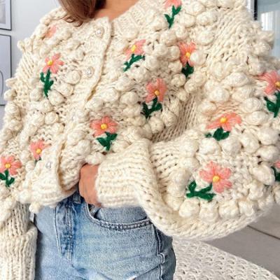 China yarn mohair Anti-wrinkle wool baton crochet rough ball knit mohair pocket style ladies sweater short cardigan for sale