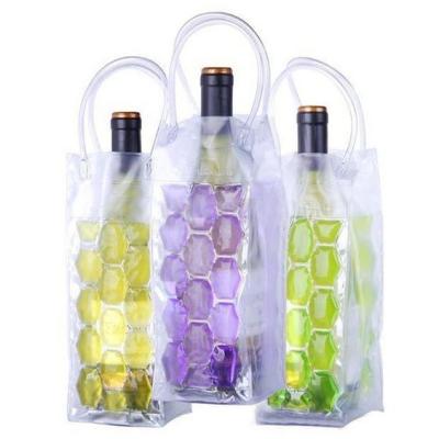 China Non-toxic PVC Cooling Ice Wine Bags Vine Cooler Bag with Freezable Non-toxic Cooling Liquid for sale