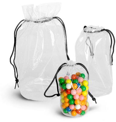 China Transparent PVC Drawstring Bags Vinyl Drawstring Storage Bag PVC Drawstring Pouch in Round Shape for sale