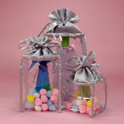 中国 Transparent PVC Drawstring Storage Bags Drawstri Storage Pouch Makeup Storage Bag in Square Shape 販売のため