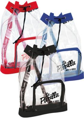 中国 Multi-Purpose Transparent Vinyl  Drawstring Backpack Portable Travel Drawstring Pouch Storage Bag 販売のため