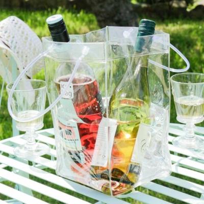 China Anti-Freezing Clear Vinyl Champagne Cooler Ice Bag Perfect for Parties, and Restaurant for sale