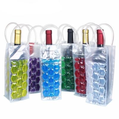 China Transparent PVC Gelling Ice Bag PVC Wine Cooler Bag with Durable PVC material and Freezable, Non-toxic Gel for sale