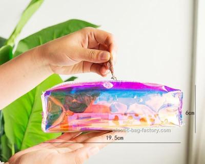 China Hologram PVC cosmetic organizer bag,Holographic cosmetic makeup bag with Tassel Puller Decoration for sale