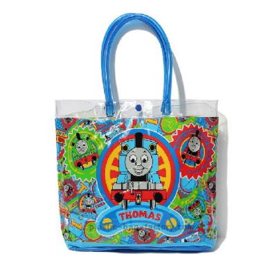 China Clear Custom Girl PVC Vinyl Tote Handbag with Button Closure for sale