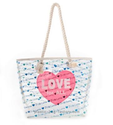 China Non-toxic Women PVC Tote Beach Bag , Lady PVC Shoulder Beach Bag with Elegant Sweet Heart Print for sale