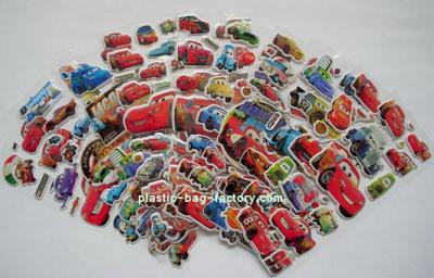 China Cars Series Themes Non-Toxic PVC Puffy Stickers Cartoon Promotional Foam Stickers for sale