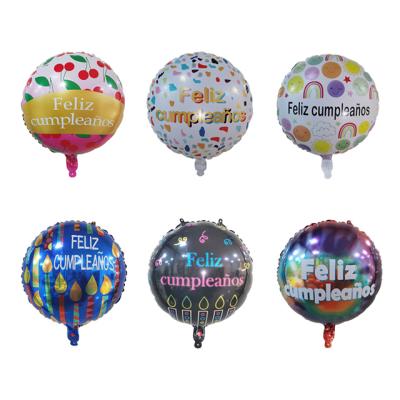 China Hot Selling New Arrival Decoration Happy Spanish Letter Party Decoration Birthday Round Shape Balloons Supplies for sale