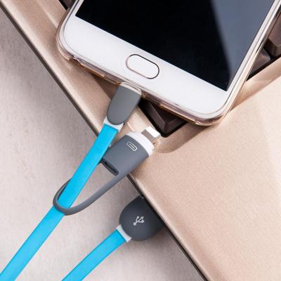 China 1 Meter 2 in 1 Mehrfarben-Smartphone-Ladegerät-Kabel/in Universal-USB-Daten fasten Aufladungsusb-Kabel zu verkaufen