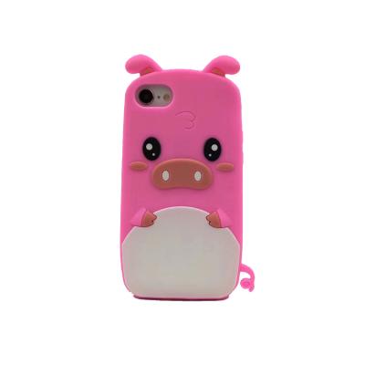 China Pink Pig Huawei Cell Phone Cases With Finger Ring / Apple Iphone Silicone Case for sale