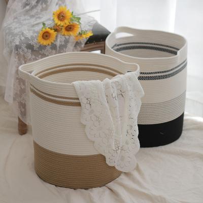 China Viable New Design Cotton Woven Basket Home Organizer with Handle for sale