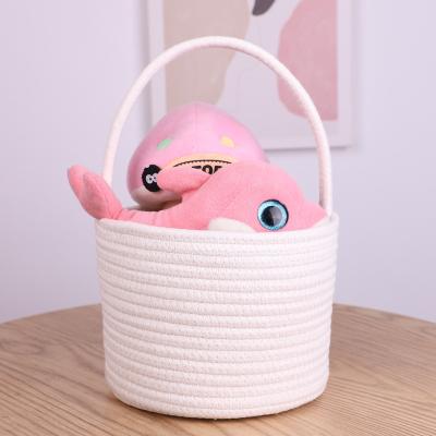 China 2022 Viable Best Selling Storage Basket Folding Gift Cotton Rope Storage Basket With Handles for sale