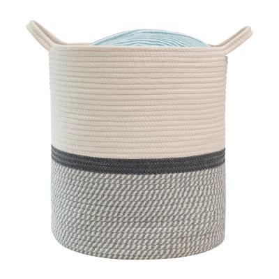 China Wholesale Viable Foldable Extra Large Woven Cotton Rope Toy Storage Laundry Basket Set With Handle for sale