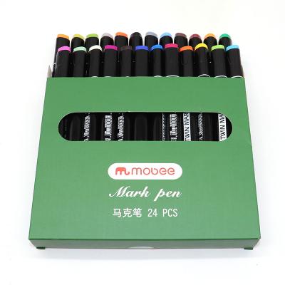 China Custom Wholesale 24Colored Drawing Double-End Marker School Office Supplies Stationery Drawing Set for sale