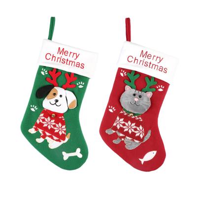 China Christmast Ornament Cats and Dogs Christmas Socks Cartoon Gift Bags Wholesale Cute Christmas Decoration Socks for sale