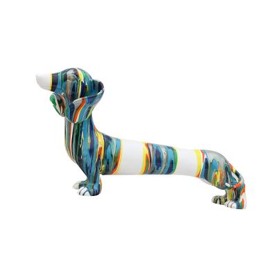 China Minimalist Custom Resin Crafts Modern Creative Dachshund Animal Dog Cartoon Porch Bedroom Decoration Home Ornaments for sale