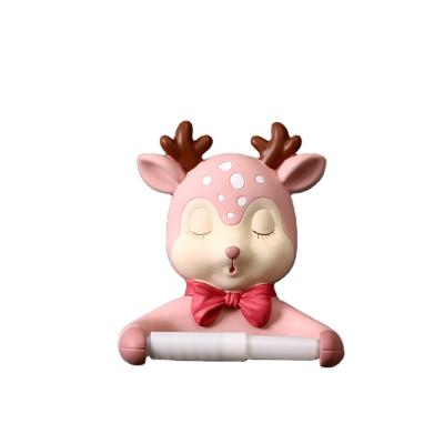 China Minimalist Hot Selling Creative Cute Deer Roll Paper Holder Toilet Tissue Free Punched Box Face Towel Storage Wall Mounted Home Decor for sale