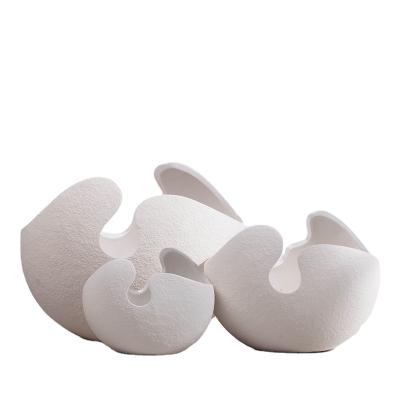 China Modern Nordic Creative Minimalist Style Nordic Ceramic Vase Eggshell White Flower Arrangement Open Decorative Ornaments Makers for sale