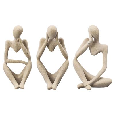 China Europe hot sale sandstone abstract character home decoration creative thinker small resin open resin European style statue for sale