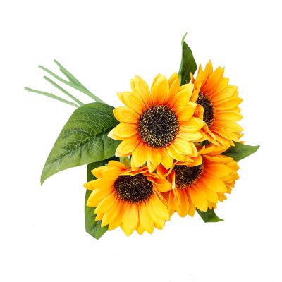 China Flower Wedding Decoration Hand Bouquet 5 Sunflower Dried Bouquet Artificial Sunflower Minimalist Artificial Flower Sunflower for sale