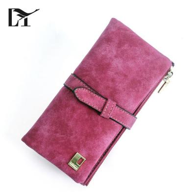 China 100% eco-friendly wallet factories in China 2018 luxury peach PU women wallet with 7 colors for sale