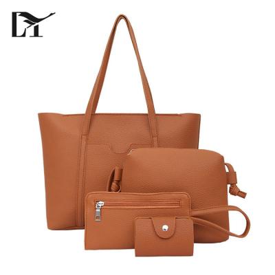 China 100% Eco-friendly Lingyue BS1017 Reasonable Price Bags Set Simple Soft PU Leather Women Handbags for sale