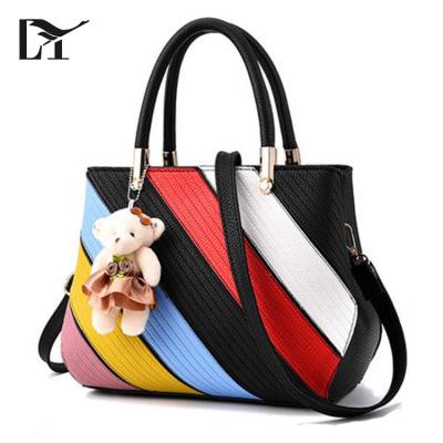 China 100% factory eco-friendly fashion handbag china wholesale women waterproof rainbow color pu leather handbag for sale