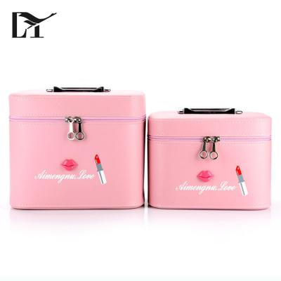 China 100% Eco-friendly Lip Lipstick Charm Pink Cosmetic Box Organizer Makeup Travel Bag Cosmetic Cases for sale