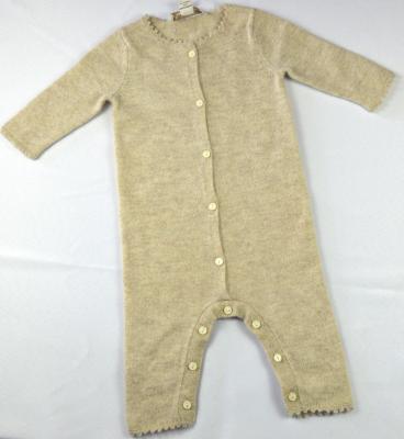 China 100% Cashmere Knitted crochet edge Infant Beige Jumpsuit for sale