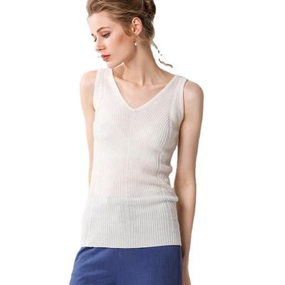 China Cashmere Sweater 100% Cashmere Women Big V Neck Knitted Vest Top Tanks for Women for sale