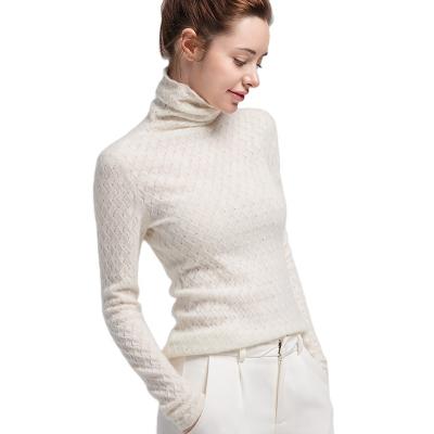 China Cashmere Turtleneck 100% Cashmere Women Turtle Neck Knitted Sweater Ladies Pointelle Sweater for sale