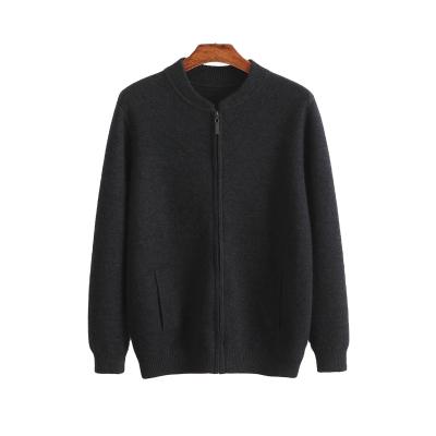 China Custom Wool Sweater 100% Wool Men Mock Neck Zipper Cardigan Knit Sweater Men Wool for sale