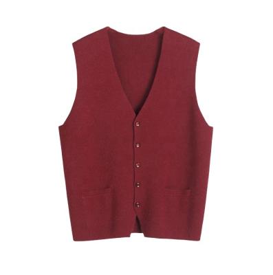 China Custom Wool Sweaters 100% Wool Men Button Vest With Pockets Marino Wool Sweater Vest for sale