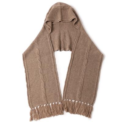 China Hooded Shawls Wholesale Scarf Shawl for Women 50% Wool 50% Yakwool Hoodies Scarf for sale