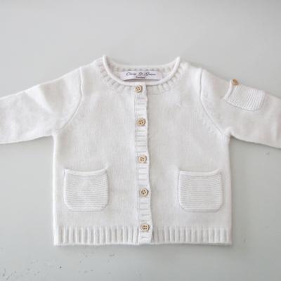 China stock wholesale 100% luxury cashmere baby crew neck long sleeves pockets button cardigan OEM baby cashmere sweater for sale